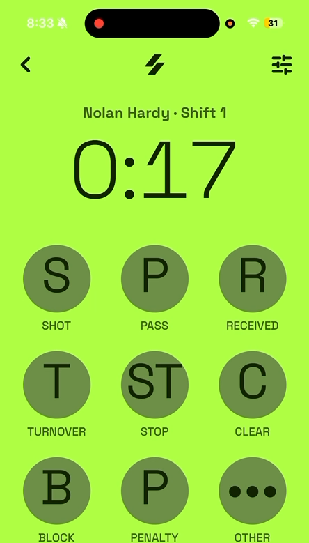 Shift timer with action buttons